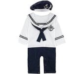 Baby Boys Sailor Outfit Infant Cotton Romper With Hat Best Gift Blanco 12-18Months