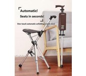 Silla, bastón de senderismo portátil de trekking, bastón plegable con asiento, bastón con silla, silla plegable, aluminio ligero, fácil de transpor...