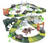 Dinosaur Tracks Train Set Tracks Electric Car Track Playset con control remoto Dino Race Car Toy Gift
