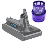 Reemplace el adaptador de batería V10 25.2V + filtro para Dyson V10 SV12 V10 Fluffy V10 Animal Absolute Reminder Gris oscuro