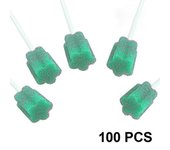 100pcs Hisopos orales desechables-esponja bucal sin tratar, verde