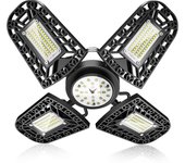 Augro Luz de taller LED, luz de garaje de 16800 lúmenes, 120W 6000K con 4 + 1 alas de aluminio, gran angular ajustable de 120 grados, diseño IP64