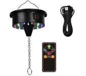 Luces giratorias del motor de la bola de discoteca con control remoto, 18 LED para 12 16 20 24 pulgadas Rotador de bola de espejo (NotIncludedBall)...