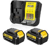 Compatible 2Pack 8.0AH 20V/18V DCB184 Reemplazo para Batería Dewalt + Cargador 4A Compatible con Batería y Cargador Dewalt DCB180 DCB181 DCB-182 DCB 3