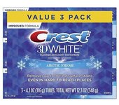 Crest 3d White, Pasta de dientes blanqueadora Arctic Fresh, 3.8 oz, Paquete de 3