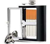 Matraz de cadera de acero inoxidable, matraz oculto a prueba de fugas con estuche para cigarrillos