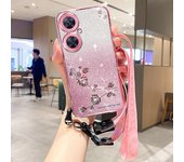 Funda de teléfono de TPU con purpurina para OnePlus Nord CE 3 Lite 5G / Nord N30 5G / Oppo K11x 5G, con correa Oro de Rose