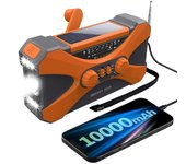 Radio de emergencia de 10000mah Radio de manivela solar Radio meteorológica portátil Am / fm / noaa con cargador de teléfono Linterna naranja 2024 ...