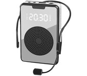 Amplificador de voz inalámbrico Altavoz de micrófono Bluetooth con auriculares de micrófono, para guía turístico-negro