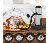 Kit de fumador de cóctel de pistola de fumar con astillas de madera, cúpula y tapa de taza, infusor de humo interior portátil para cocinar alimento...