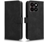 Para funda de cuero ZTE Blade A35 / A55 Skin-Feel Anti-Drop Wallet Flip - Negro Multicolor Black