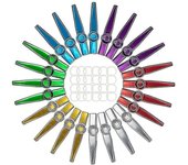 24-pack Kazoos de metal con 24 piezas Kazoo flauta diafragmas 6 colores, buen compañero para ukelele, violín