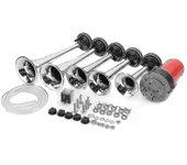 Negro 5 Trompeta Bocina de aire 12v 125db Dixie Musical Air Horn Dukes Of Hazzard General-lee Universal Car Truck Boat Air Compressor Plata