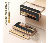 Unbrand Para Samsung Galaxy Z Fold 6 Estuche de chapado con bisagra de ranura para bolígrafo, protector de pantalla incorporado, soporte de soporte...