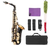 Saxofón Pintura Negra Saxofón Mi bemol para principiante Estudiante Intermedio Músico de metal Mib Alto Saxofón wi