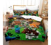 Minecraft Ropa de cama Traje Edredón Funda Impresión 3D Niño Niña Tema Decoración de la habitación Cómodo juego de 3 piezas RH-00005 200*228cm Thre...
