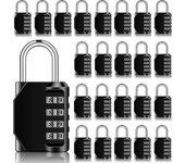 Combinación Cerradura 4 dígitos Combinación Candado Impermeable Valla Deportes Caja de herramientas Puerta Caso (negro, 24 piezas)