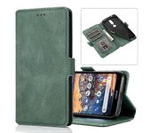 Goodcase Para Nokia 4.2 Retro cierre magnético cierre horizontal flip funda de cuero y cartera Verde oscuro