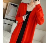 Cárdigans De Cachemira Mujer Otoño E Invierno Casual Cárdigan De Punto Largo Chaqueta De Suéter De Mujer Chaqueta De Punto Con Cuello En V-Bueno ro...
