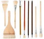 Juego de pinceles de esmalte cerámico de 9 piezas, para artista de pintura acrílica Pincel de lana Pincel de abanico Pincel plano para aguac Como s...