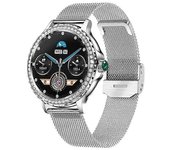 Reloj inteligente para mujer NX19 con llamada Bluetooth Presión arterial Oxígeno en sangre 100+ Reloj inteligente Sports Diamond Plata