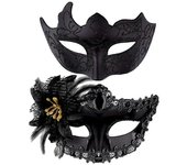 Conjunto de máscaras de mascarada de pareja Máscara de fiesta veneciana Máscara de disfraz-XinHan negro style 2