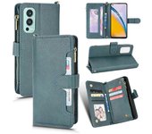 Gangxun Estuche para ONEPLUS NORD 2 5G Cover Zipper Cartera Magnética Tarjetero Cuero PU Flip Case Verde A