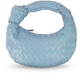 Bolso de bola de masa Hobe de cuero tejido Bolso de mano para mujer Bolso Hobo Bolso de mano de verano tejido anudado Azul claro