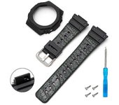 Correa de reloj para Casio G-Shock GA-2100 GA-2110 Estuche negro con correa de silicona Línea Verde