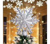 2025 Nueva estrella de adorno de árbol de Navidad LED con proyector de copos de nieve Proyector de luz Réplica de Navidad