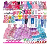 50Pcs/Set Ropa y accesorios para muñecas, accesorios para muñecas, mini vestidos de moda, zapatos de vestir de fiesta, regalo de estilo aleatorio p...