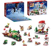 Calendario de Adviento 2024 Kit de Bloques de Construcción de Navidad, Tren de Papá Noel de Navidad 12 Cajas 578 piezas, 12 Días Cuenta Regresiva d...