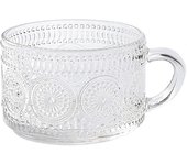 Nordic Style Retro Vidrio en relieve 400ml Cristalería Retro Taza de agua Cristal claro Taza de café con asa