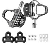 Pedales automáticos de bicicleta de carretera ultraligeros Patrón liso de fibra de carbono con rodamientos sellados para LOOK Syst negro