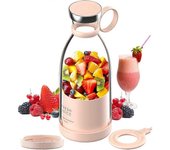 Licuadora de tamaño personal, licuadora portátil, licuadora USB alimentada por batería (rosa) 350ML