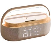 Radio despertador digital con altavoz Bluetooth, cargador inalámbrico de 15 W, sonido de alarma fuerte ajustable y dual Color de la foto
