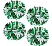 4pcs Pompones porristas para animadoras disfraz mujeres, 2 pares de pompones de porristas Blanco verde