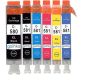 1 Juego de 6 cartuchos de tinta para reemplazar Canon PGI-580 y CLI-581 Compatible/no OEM de tintas Go (6 tintas)