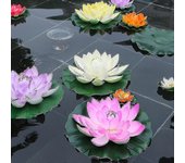 5pcs Lirio de agua flotante artificial Eva Lotus Flower Pond Decoración 10cm Artificial Lotus Pond Tank Ornamento de plantas Home Gard