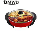 DMWD Olla caliente eléctrica olla de sopa doble Utensilios de cocina domésticos antiadherentes sin humoTwin Divided Shabu p