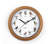 Reloj de pared Birdsong, 12 cantos de pájaros y patrones realistas de pájaros, apagado automático entre las 9 y las 5 p.m., marco de madera (se req...