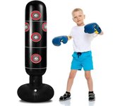 Saco de boxeo inflable de pie de 61 " Saco de boxeo inflable de entrenamiento físico deportivo Entrenamiento pesado Alivio del estrés Columna de ob...