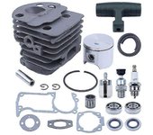 Bluezoo Pistón cilíndrico de 46 mm para Husqvarna 55 51 W Junta Junta Línea de combustible con sello de aceite