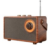 Radio FM retro Portátil de madera Bluetooth Radio Altavoz de bajo Manos libres Reproductor de MP3 Soporte USB / TF Coche Como se muestra
