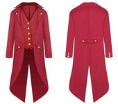 Kakanwo Halloween Ropa para padres e hijos Ropa retro para hombre Esmoquin retro punk de longitud media para niños Rojo 145