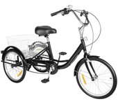 Triciclo para adultos de 20 pulgadas y 8 velocidades de altura ajustable con canasta
