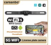 Matrícula Carsanbo Cámara de visión trasera 5Gwifi HD Wifi Visión nocturna inalámbrica a prueba de agua Cámara de visión trasera de estacionamiento...