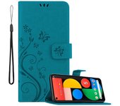 Funda protectora Google PIXEL 5 - con estampado floral y ranura para tarjetas LILA OSCURA FLORAL