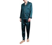 Pijama de satén para hombre Allthemen, trajes largos de ocio, ropa de dormir de dos piezas, manga larga, camisa cómoda y pantalones de pijama Azul ...