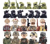 Bloques de construcción militares Figuras Regalos Juguetes Armas Pistolas Murciélago de fuego Fuerza especial Cuerpo médico del Reino Unido Alemani...